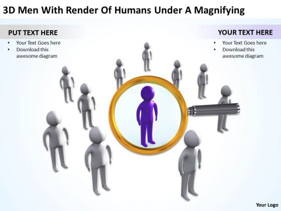 Business Organizational Chart Examples Render Of Humans Under Magnifying 1 PowerPoint Templates