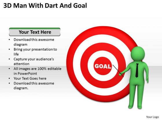 Business People 3d Man With Dart And Goal PowerPoint Slides