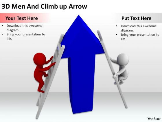 Business People 3d Men And Climb Up Arrow PowerPoint Templates Ppt Backgrounds For Slides
