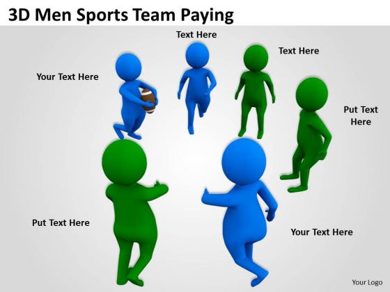 Business People 3d Men Sports Team Paying PowerPoint Slides