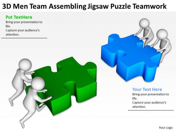 Business People Assembling Jigsaw Puzzle Teamwork PowerPoint Templates Ppt Backgrounds For Slides