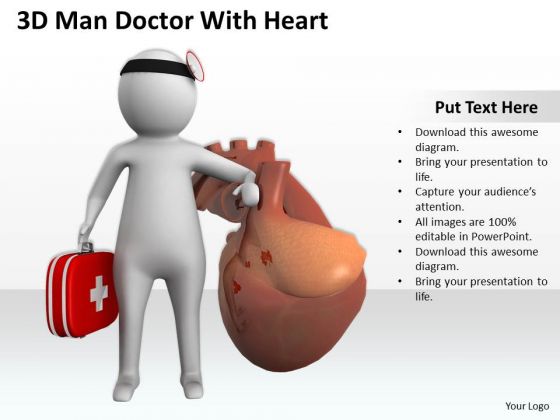 Business People Clip Art 3d Man Doctor With Heart PowerPoint Slides