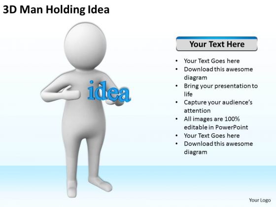 Business People Clip Art 3d Man Holding Idea PowerPoint Templates Ppt Backgrounds For Slides