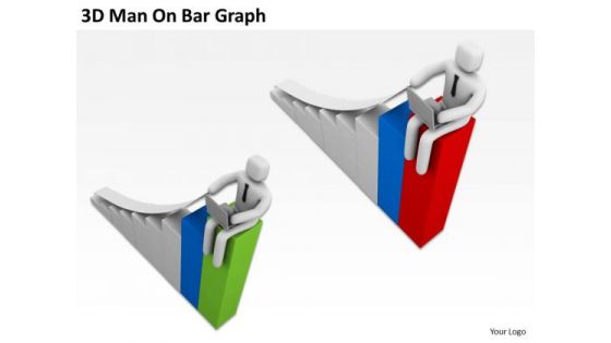 Business People Clip Art 3d Man On Bar Graph PowerPoint Slides