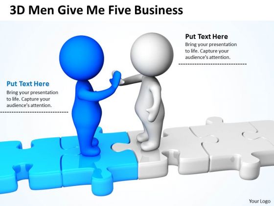Business People Clip Art 3d Men Give Five New PowerPoint Presentation Slides