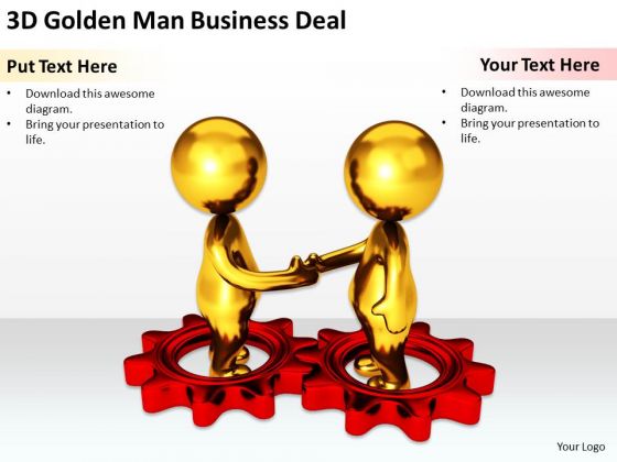 Business People Clip Art Men Golden Man PowerPoint Presentation Deal Slides