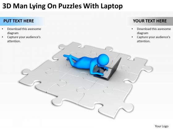 Business People Clip Art On Puzzles With Laptop PowerPoint Templates Ppt Backgrounds For Slides