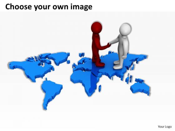 Business People Clip Art On World Map PowerPoint Presentations Templates