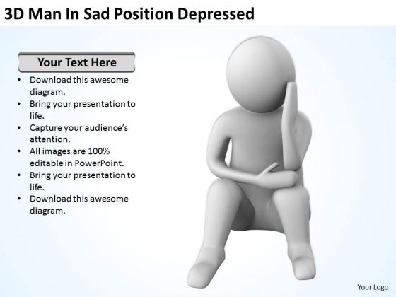 Business People Images 3d Man Sad Position Depressed PowerPoint Slides