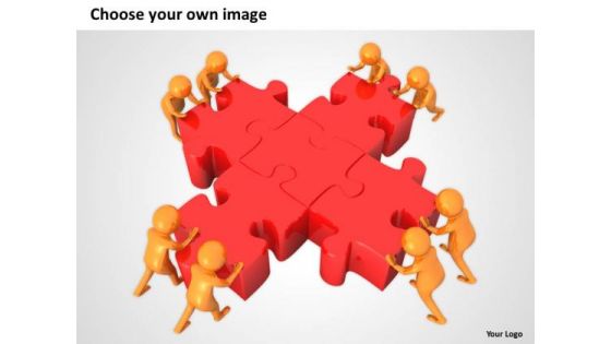 Business People Images 3d Men With Green Puzzle PowerPoint Slides
