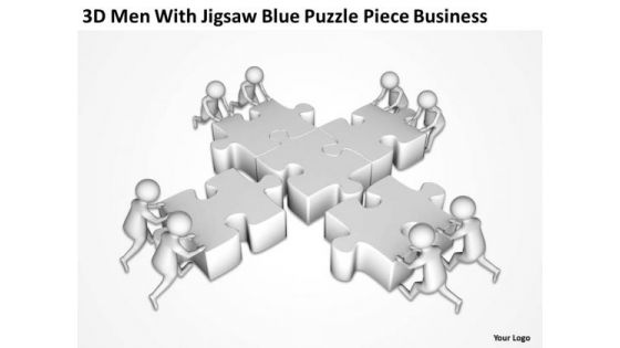 Business People Images 3d Men With Jigsaw Blue Puzzle Piece PowerPoint Slides