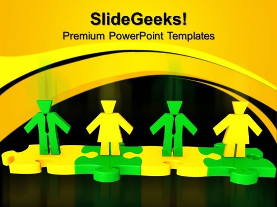 Business People Standing In Puzzle Teamwork PowerPoint Templates And PowerPoint Themes 0812
