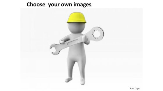 Business People Vector 3d Man Holding Wrench PowerPoint Templates Ppt Backgrounds For Slides