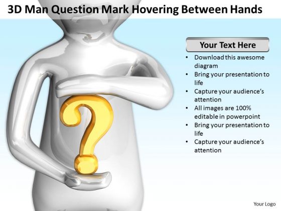 Business People Vector 3d Man Question Mark Hovering Between Hands PowerPoint Templates