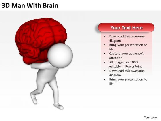 Business People Vector 3d Man With Brain PowerPoint Templates Ppt Backgrounds For Slides