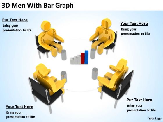 Business People Vector 3d Men With Bar Graph PowerPoint Slides