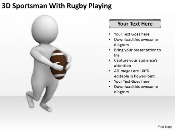 Business People Vector Sportsman With Rugby Playing PowerPoint Templates Ppt Backgrounds For Slides
