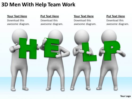 Business People Walking 3d Men With Help Team Work PowerPoint Templates