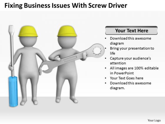 Business People Walking PowerPoint Presentation Issues With Screw Driver Templates