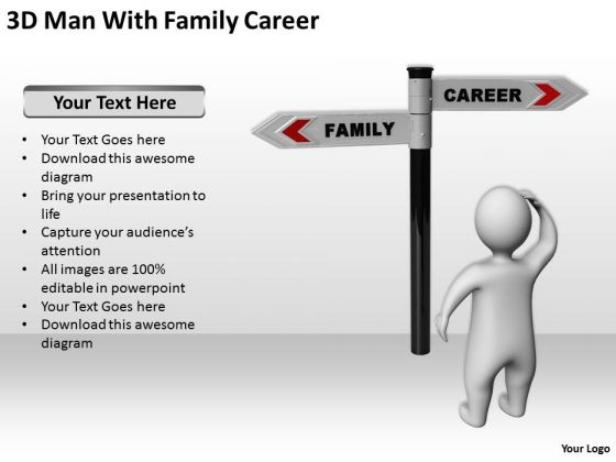 Business Persons 3d Man With Family Career PowerPoint Templates Ppt Backgrounds For Slides