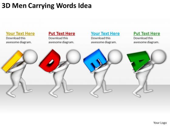 Business Persons 3d Men Carrying Words Idea PowerPoint Templates