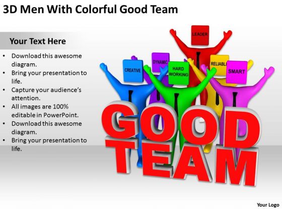 Business Persons 3d Men With Colorful Good Team PowerPoint Templates Ppt Backgrounds For Slides