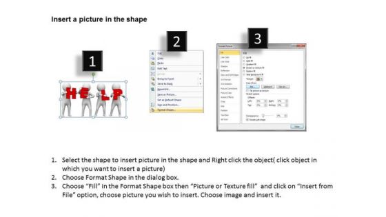 Business Persons 3d Men With Colorful Help PowerPoint Slides