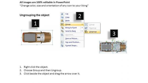 Business Pickup Brown Truck Top View PowerPoint Slides And Ppt Diagram Templates