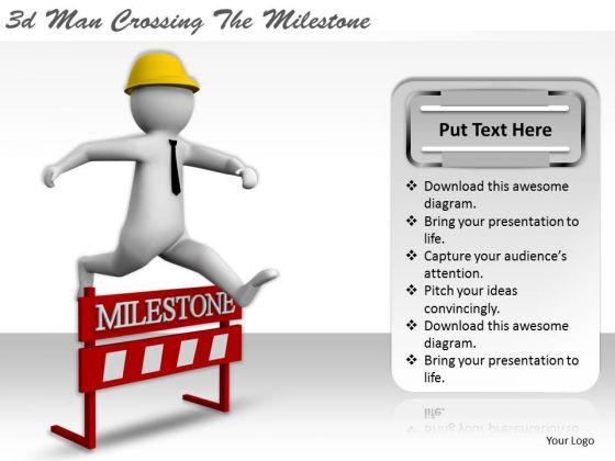 Business Plan And Strategy 3d Man Crossing The Milestone Concept Statement