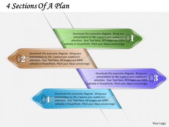 Business Plan And Strategy 4 Sections Of Strategic Planning Template Ppt Slide