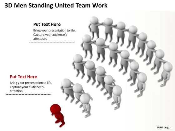 Business Process Diagram Chart 3d Men Standing United Team Work PowerPoint Templates