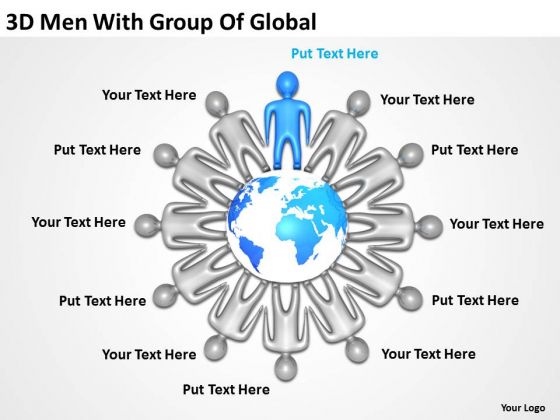 Business Process Diagrams Examples 3d Men With Group Of Global PowerPoint Templates