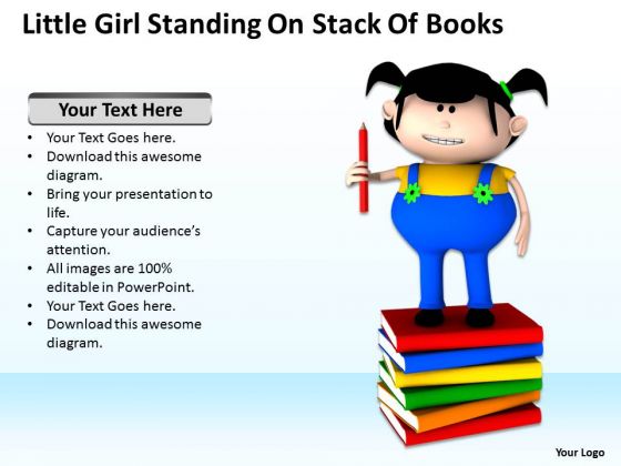 Business Process Diagrams Examples Little Girl Standing On Stack Of Books PowerPoint Slides
