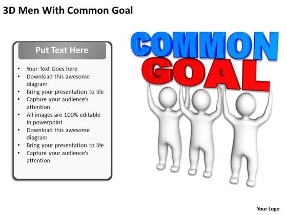 Business Process Flowchart Examples 3d Men With Common Goal PowerPoint Templates