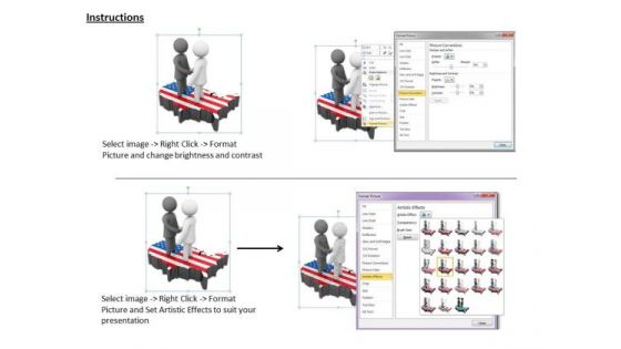 Business Process Strategy 3d Illustration Of International Partnership Character Models