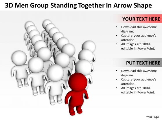 Business Process Workflow Diagram Men Group Standing Together Arrow Shape PowerPoint Templates