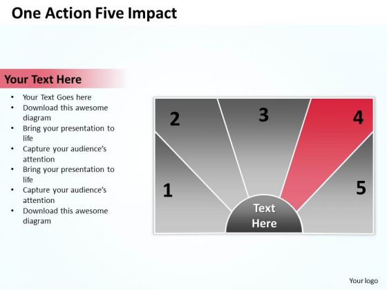 Business Process Workflow Diagram One Action Five Impact PowerPoint Slides