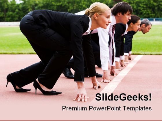 Business Race Metaphor PowerPoint Background And Template 1210
