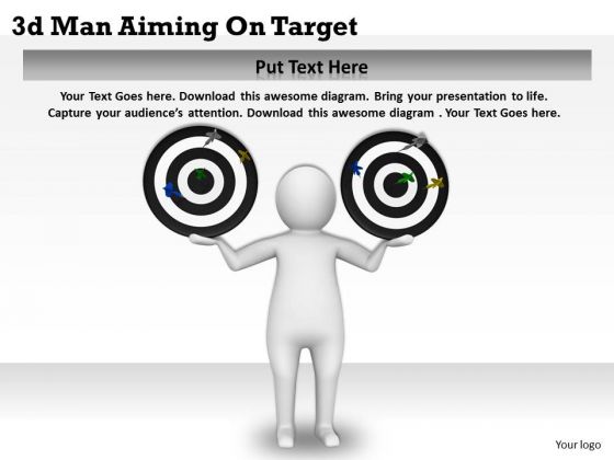 Business Strategy 3d Man Aiming On Target Character Models