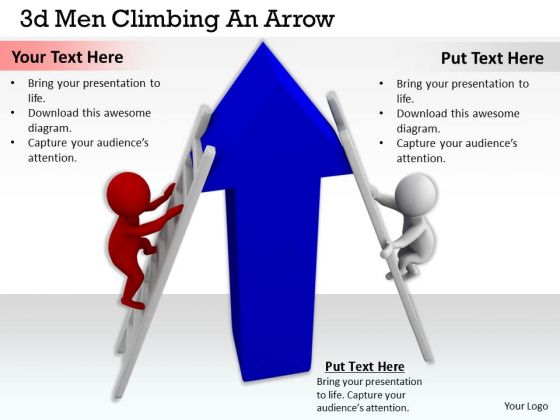 Business Strategy 3d Men Climbing An Arrow Concept Statement