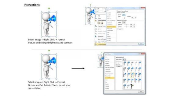 Business Strategy And Policy 3d Man Giving Offer Announcement Concepts
