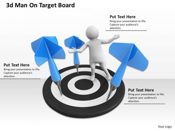 Business Strategy And Policy 3d Man On Target Board Concept