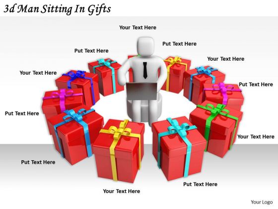 Business Strategy Concepts 3d Man Sitting Gifts Statement