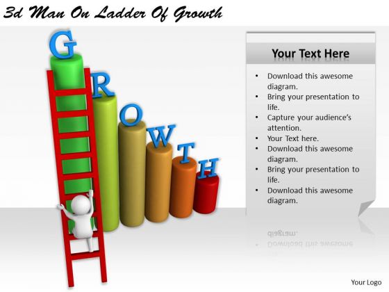 Business Strategy Consultant 3d Man Ladder Of Growth Concept