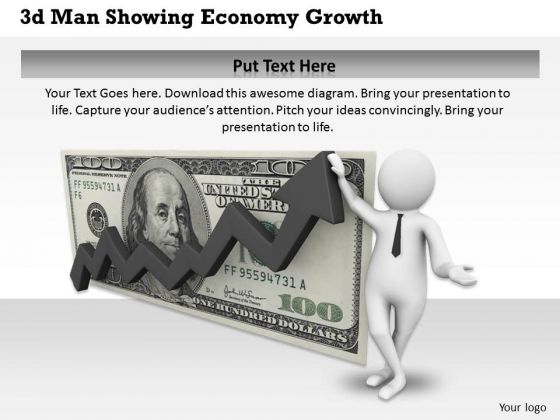 Business Strategy Consultant 3d Man Showing Economy Growth Concept Statement