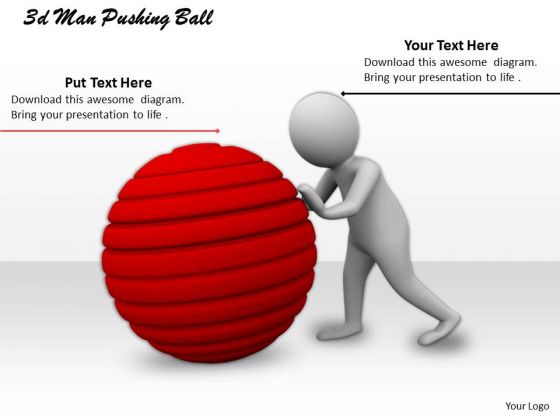 Business Strategy Consultants 3d Man Pushing Ball Character Modeling