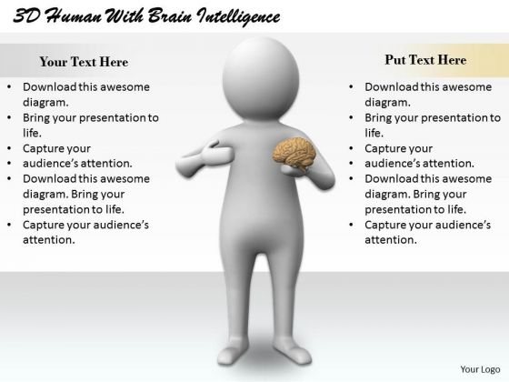 Business Strategy Development 3d Human With Brain Intelligence Concept Statement