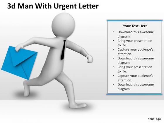 Business Strategy Development 3d Man With Urgent Letter Character