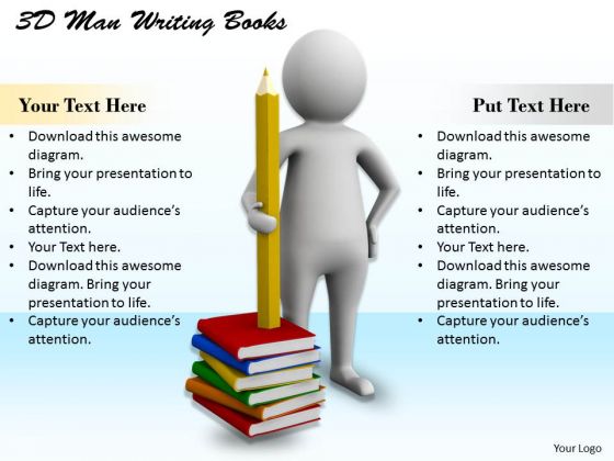 Business Strategy Examples 3d Man Writing Books Character Modeling