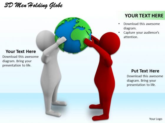 Business Strategy Examples 3d Men Holding Globe Character Modeling
